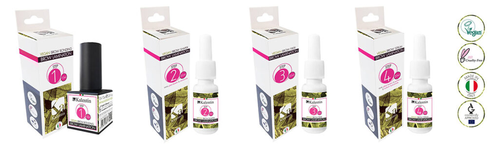 Prodotti Kalentin per la laminazione sopracciglia vegana